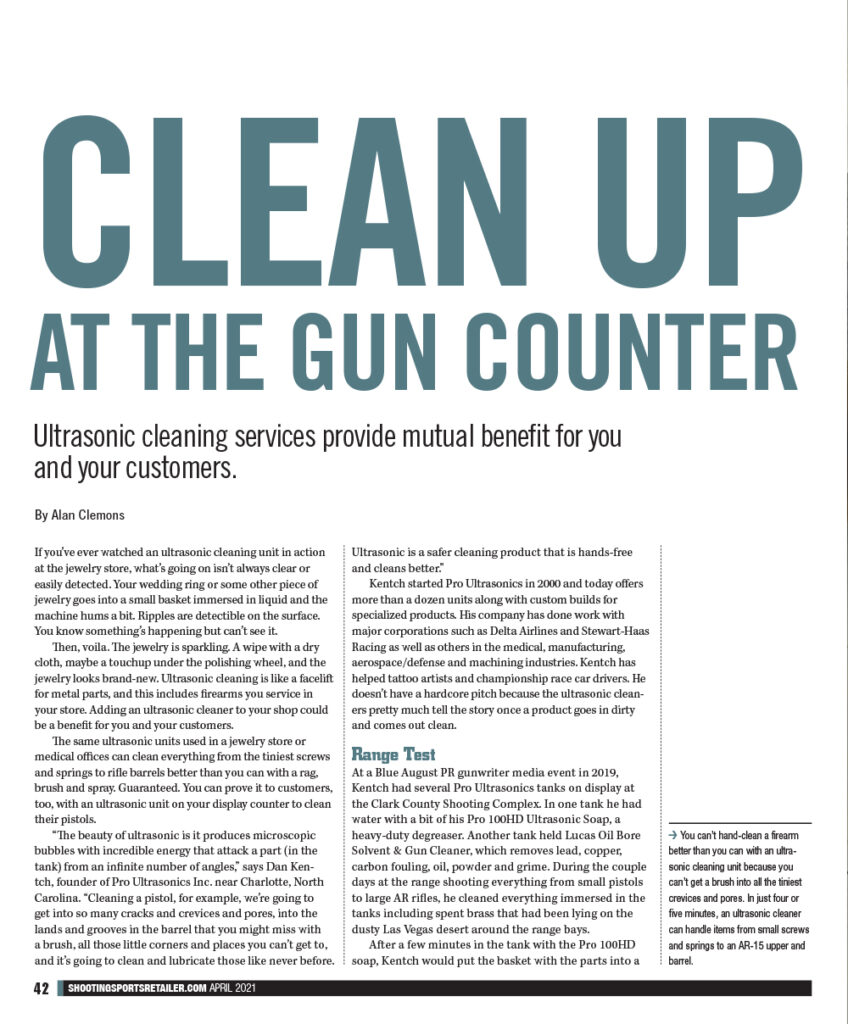 Magazine feature on Pro Gun Cleaning page 1a